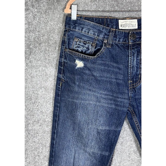 Aeropostale Rivington Skinny Jeans Mens Size 32x32 Distressed Blue Denim Pockets - Picture 6 of 13